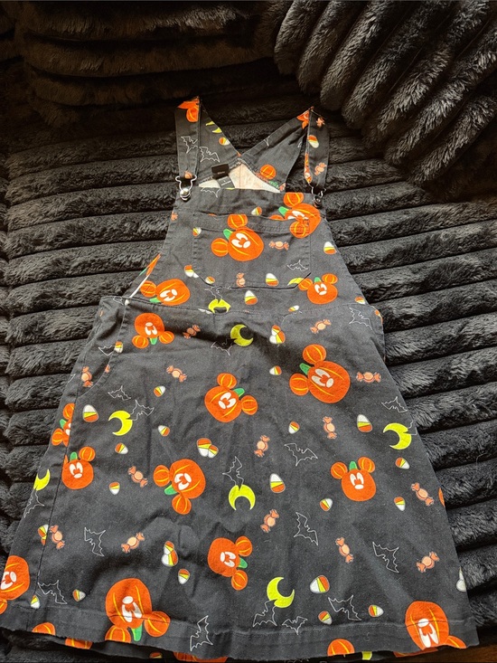 Disney Dresses & Skirts - Disney Black Halloween Pumpkin Mickey Overall Dress
